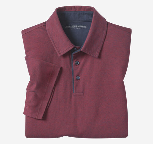 Fine Stripe Polo - Burgundy