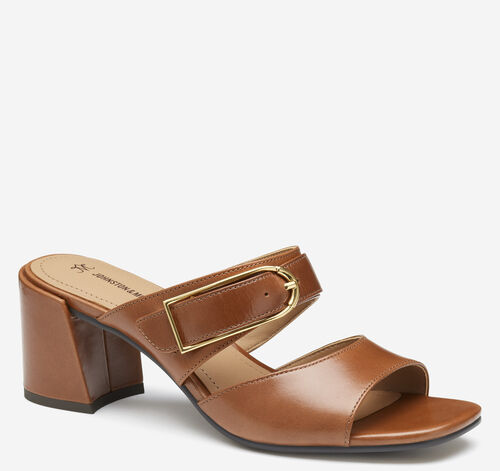 Everly Buckle Slide - Cognac Calfskin