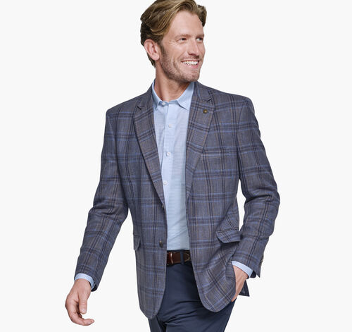 Dress Plaid Blazer - Blue/Tan Plaid