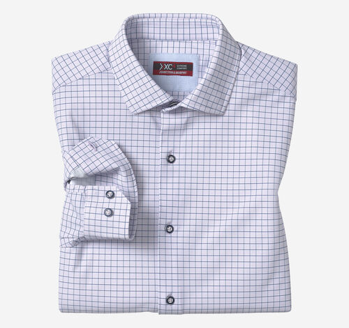 XC4® Long-Sleeve Print Knit Shirt - Purple/Navy Dotted Windowpane