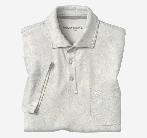 Jacquard Polo - Light Gray Paisley